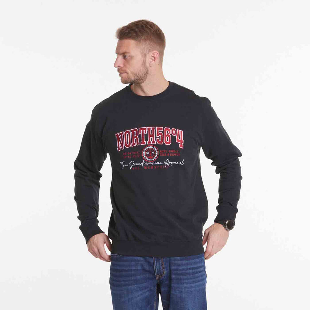 Schwarzes Sweatshirt Übergröße Herren mit rotem North56°4 Schriftzug und Bund von Allsize