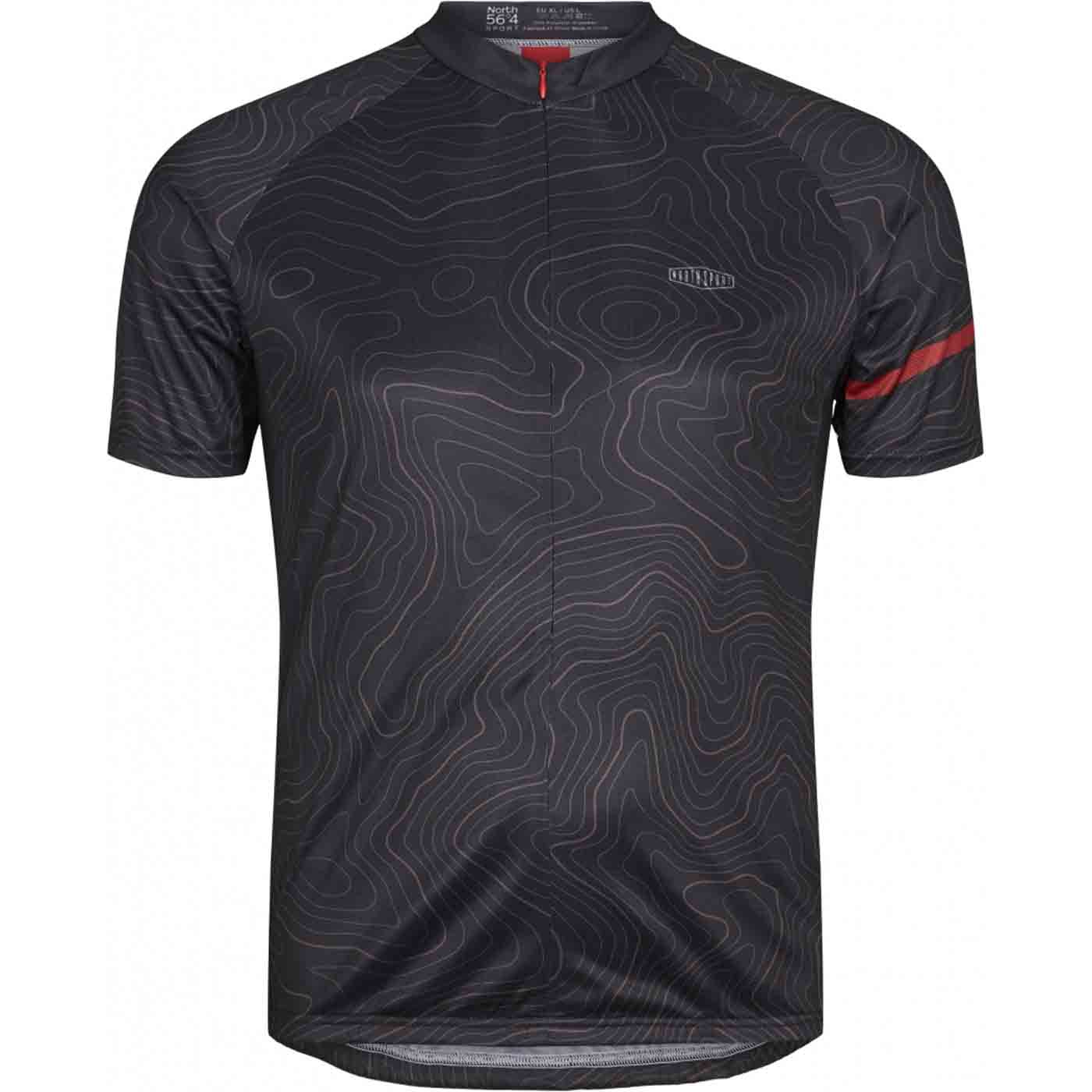 Allsize Funktions T-Shirt in Schwarz mit roten Akzenten und Muster als leichtes fahrradtrikot