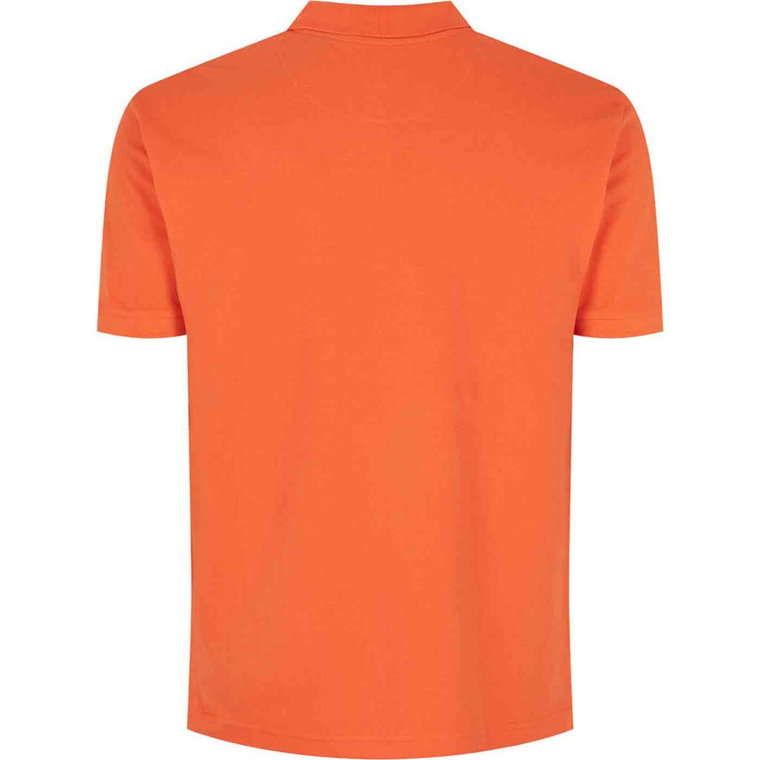 Orangenes Polo Shirt von Allsize in schlichter Rückansicht mit Kurzarm und Kragen