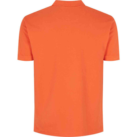 Orangenes Polo Shirt von Allsize in schlichter Rückansicht mit Kurzarm und Kragen