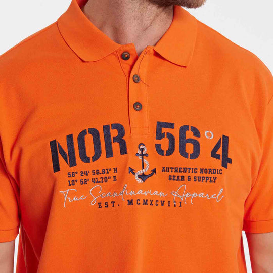 Oranges Allsize polo shirt mit maritimem Nor 564 Print und Knopfleiste aus Baumwolle
