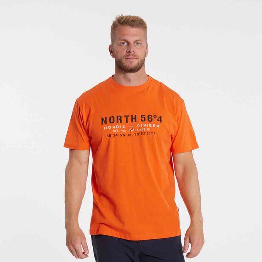 Orange Allsize herren t shirt bedruckt mit schwarzem North 56°4 Print und kurzer Passform