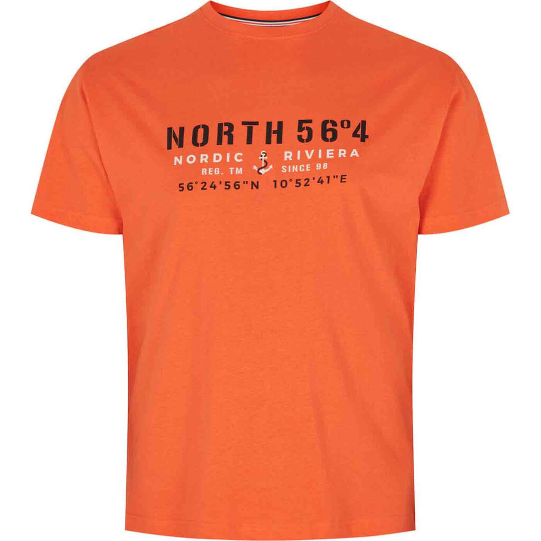 Oranges Herren T Shirt bedruckt mit schwarzem Nordic Riviera Print von Allsize