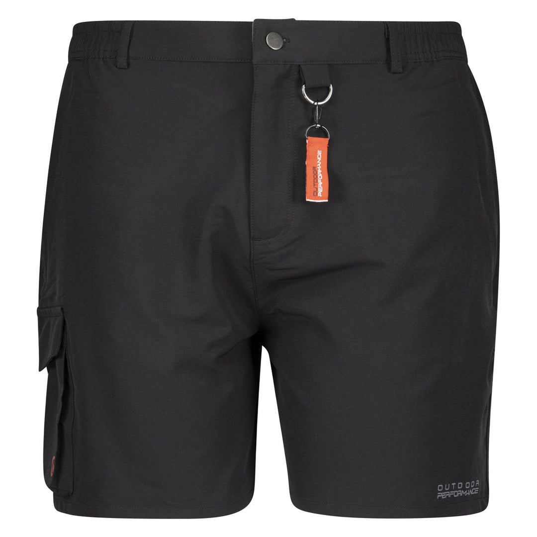 Schwarze short cargo shorts von Adamo mit seitlicher Tasche und Outdoor Performance Label
