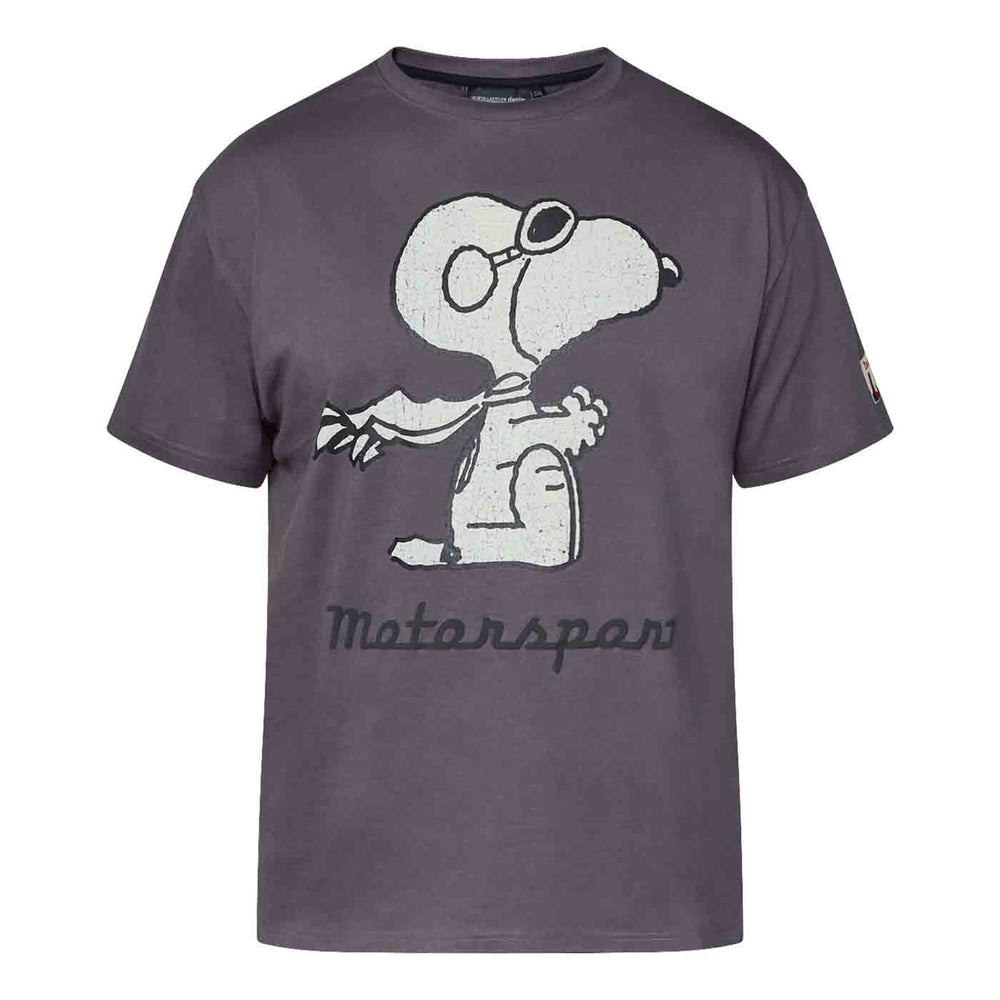 Peanuts T-Shirt Herren Übergröße in grau mit Snoopy Motorspar Druck von Allsize