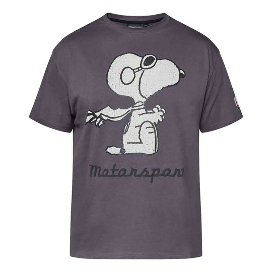 Peanuts T-Shirt Herren Übergröße in grau mit Snoopy Motorspar Druck von Allsize