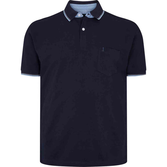 Allsize Polo Shirt in Dunkelblau mit Kragen und Brusttasche für Herren