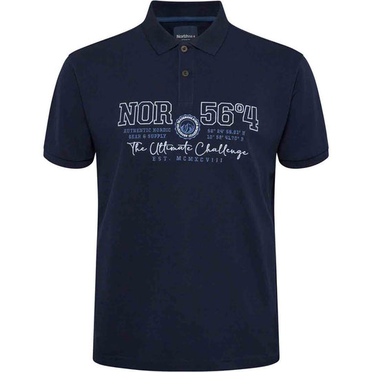 Navy blaues Allsize polo shirt mit Kragen und Aufdruck auf der Brust