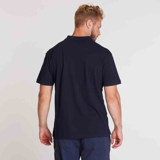 Allsize Polo Shirt in Dunkelblau, Herren kurzärmelig, Rückansicht des Modells