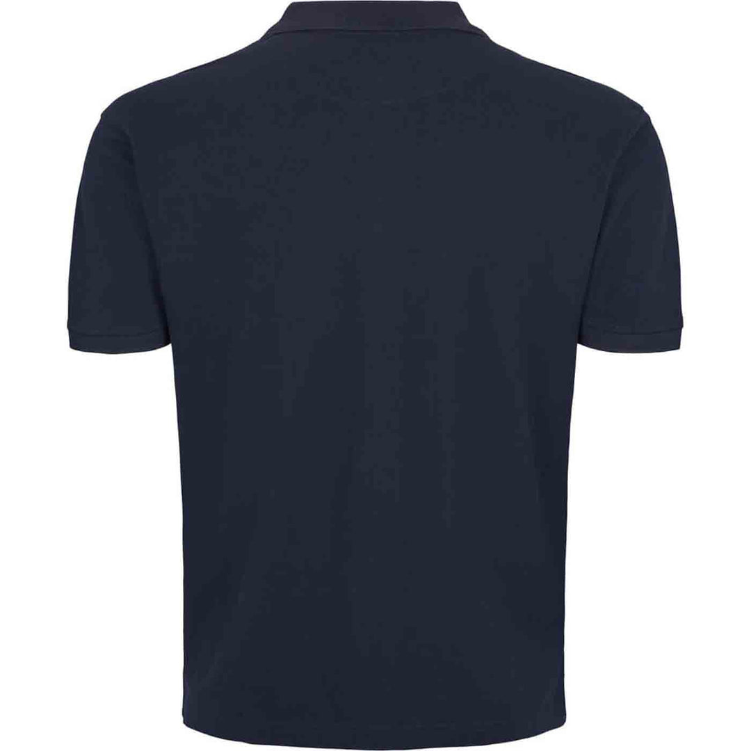 Allsize Polo shirt in dunkelblauer Farbe mit kurzem Arm und klassischem Kragen Rückansicht