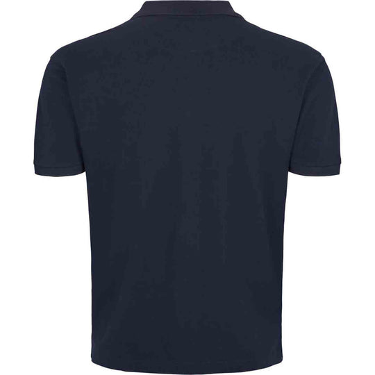 Allsize Polo shirt in dunkelblauer Farbe mit kurzem Arm und klassischem Kragen Rückansicht