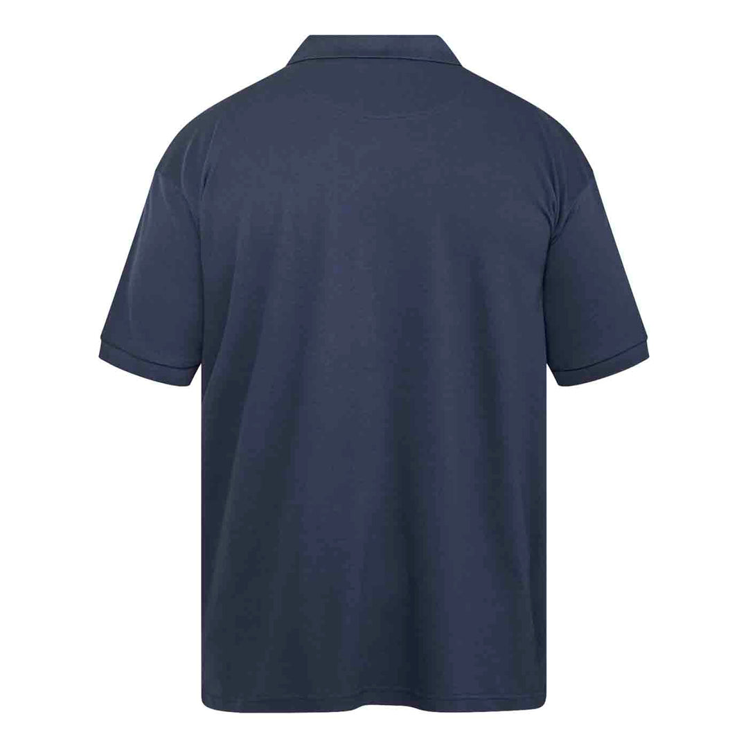 Dunkelblaues Allsize polo shirt für Herren, Rückansicht mit klassischem Kragen und kurzen Ärmeln