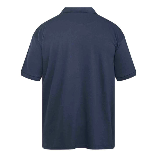 Dunkelblaues Allsize polo shirt für Herren, Rückansicht mit klassischem Kragen und kurzen Ärmeln