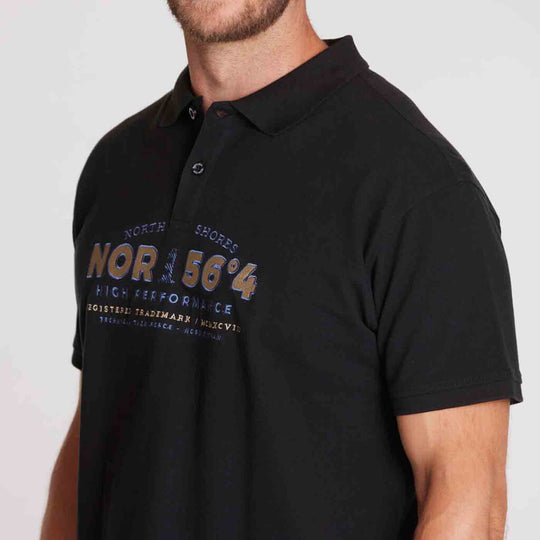Allsize schwarzes Polo Shirt mit kurzem Arm und gesticktem Schriftzug auf der Brust