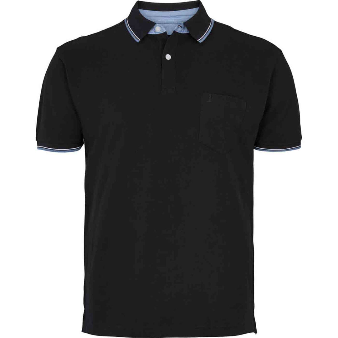 Schwarzes polo shirt von Allsize mit kurzer Knopfleiste und Brusttasche