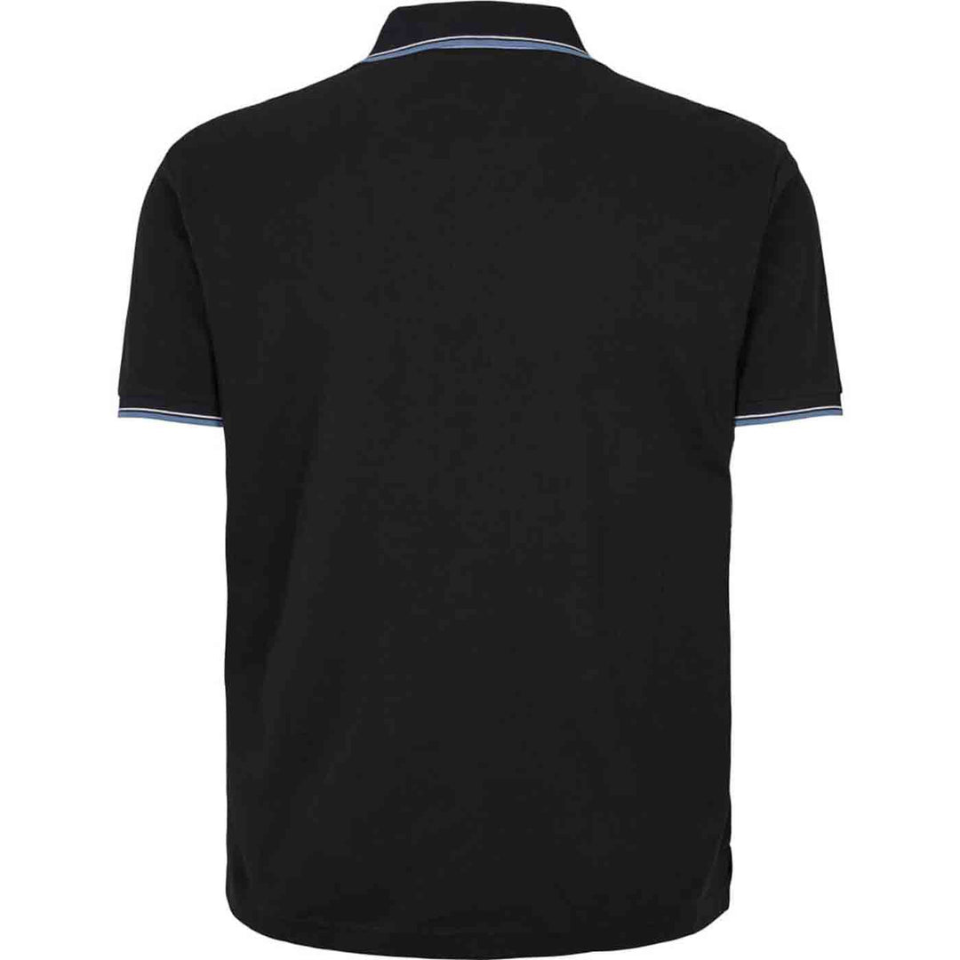 Schwarzes Allsize Polo shirt mit kurzem Arm und kontrastfarbenen Details am Kragen und Ärmeln