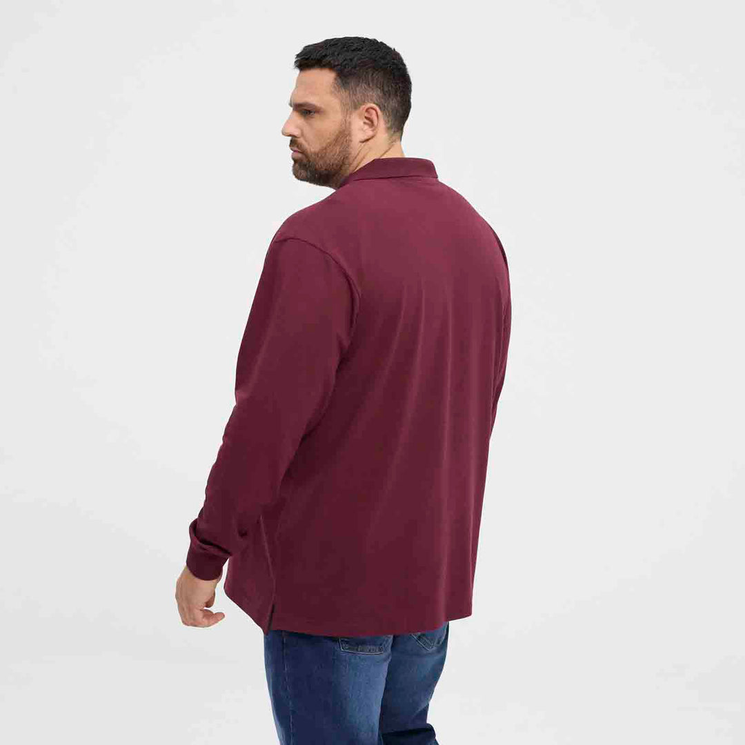 Allsize langärmeliges Polo Shirt Übergröße Herren in Bordeauxrot mit klassischem Kragen