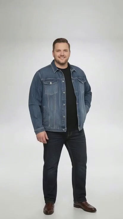 Basic Jeans-Jacke in Stone in Übergröße von BigTiger