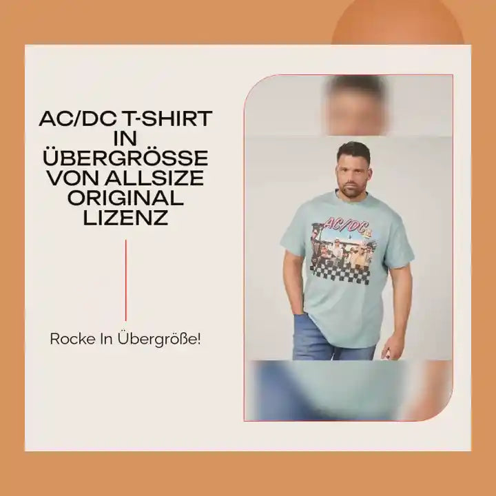 AC/DC T-Shirt in &Uuml;bergr&ouml;&szlig;e von Allsize Original Lizenz by@Outfy
