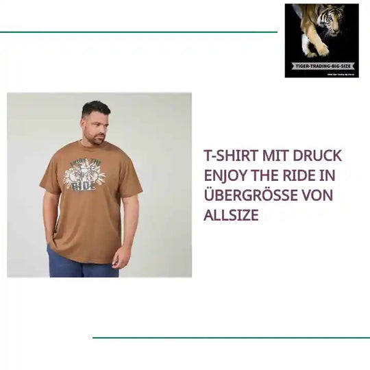 T-Shirt mit Druck Enjoy the Ride in &amp;Uuml;bergr&amp;ouml;&amp;szlig;e von Allsize by@Outfy