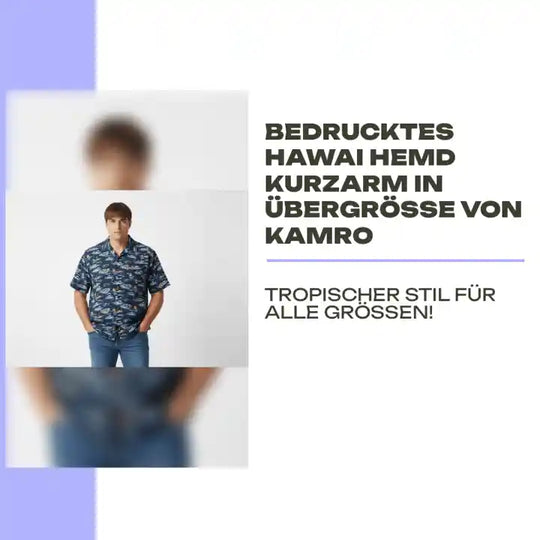 Bedrucktes Hawai Hemd kurzarm in &amp;Uuml;bergr&amp;ouml;&amp;szlig;e von Kamro by@Outfy