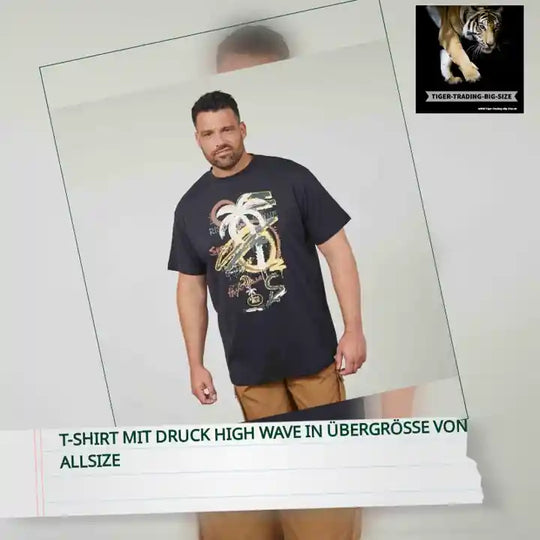 T-Shirt mit Druck High Wave in &amp;Uuml;bergr&amp;ouml;&amp;szlig;e von Allsize by@Outfy