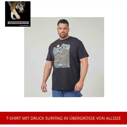 T-Shirt mit Druck Surfing in &amp;Uuml;bergr&amp;ouml;&amp;szlig;e von Allsize by@Outfy