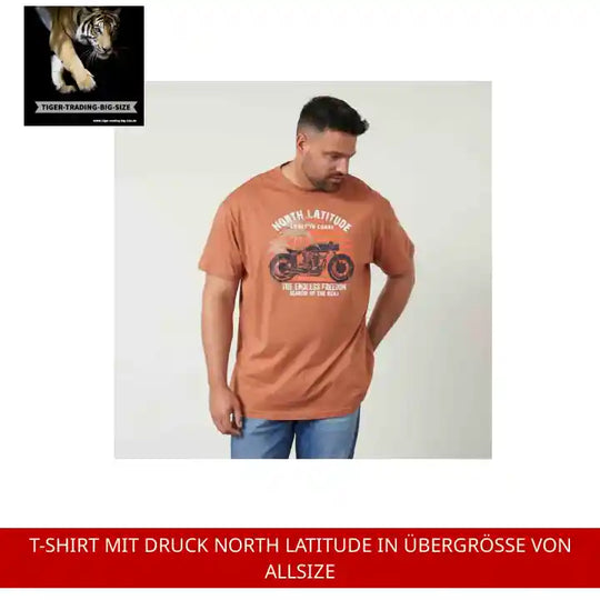 T-Shirt mit Druck North Latitude in &amp;Uuml;bergr&amp;ouml;&amp;szlig;e von Allsize by@Outfy