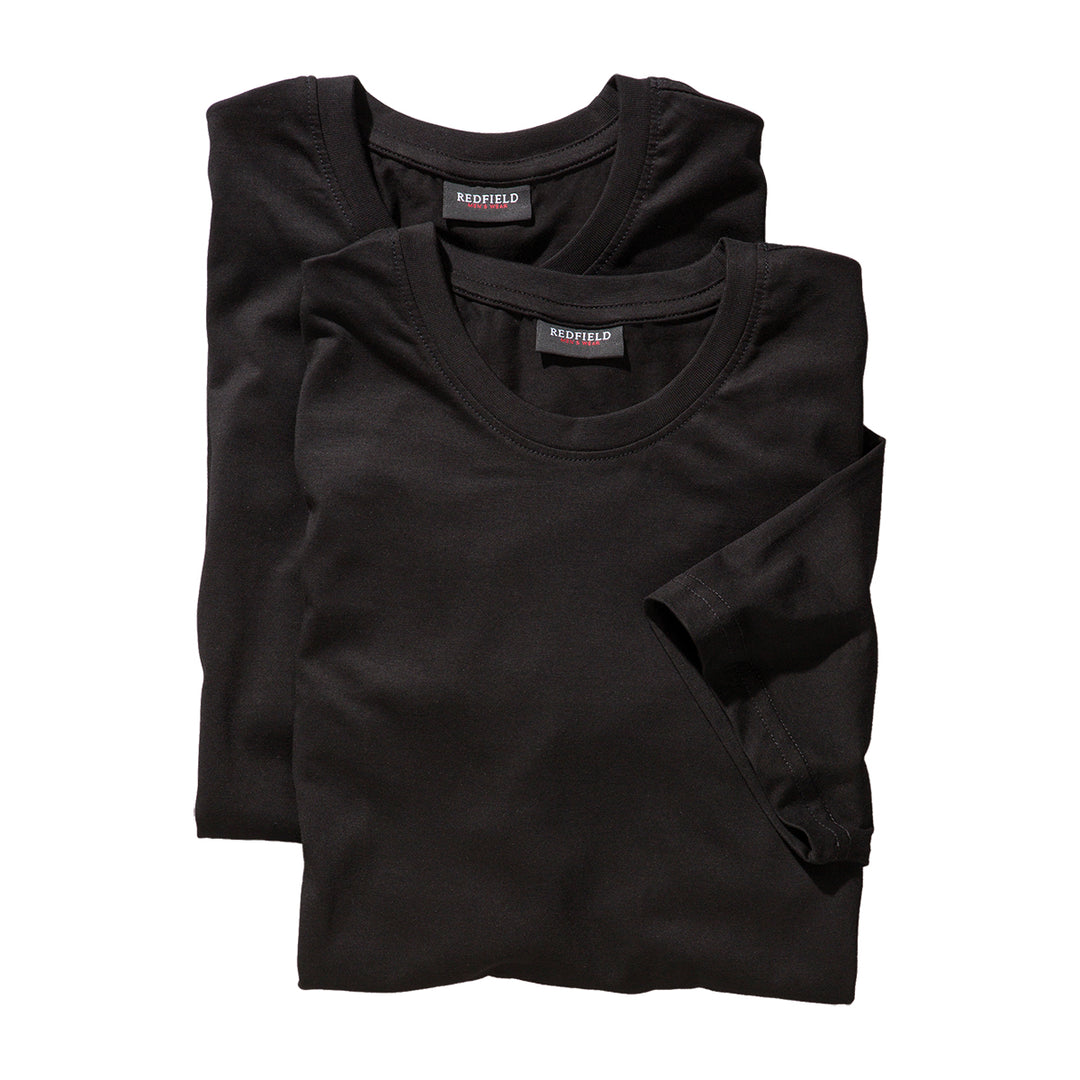 Redfield Doppelpack basic t shirt in Schwarz aus Baumwolle mit Rundhalsausschnitt