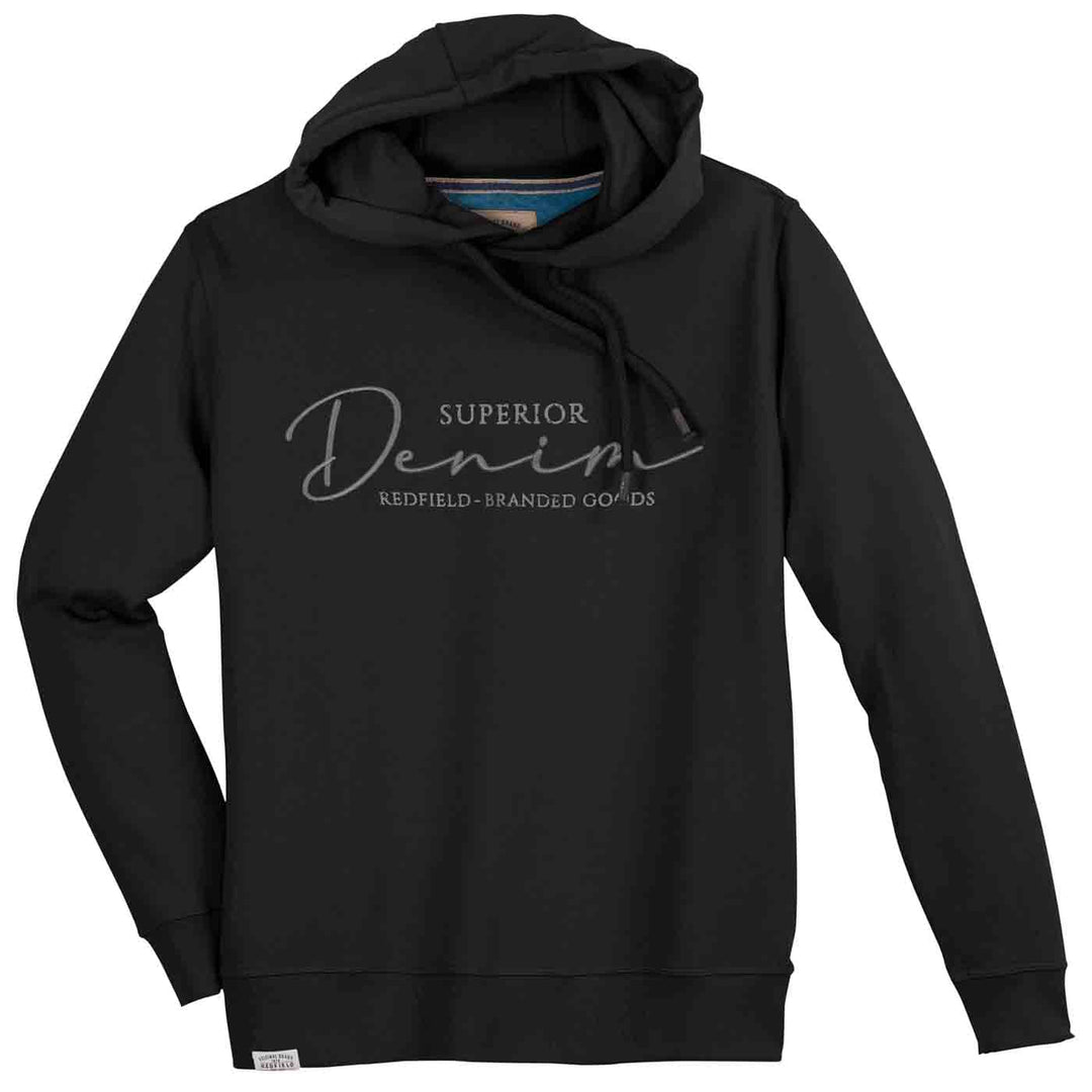 Schwarze Redfield Sweat-Jacke mit Bund und Kapuze für Damen und Herren in bequemer Passform