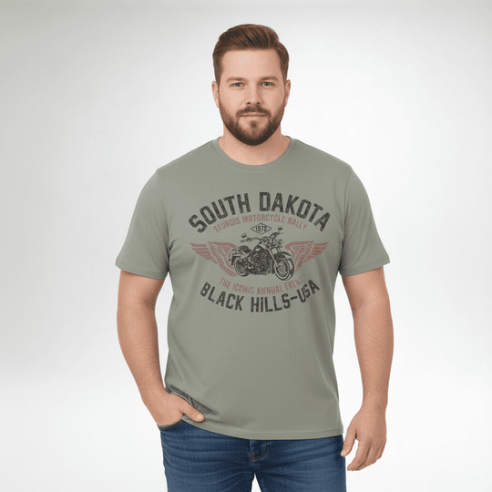 Redfield T Shirt Herren mit South Dakota Motorrad Druck in grau für Männer
