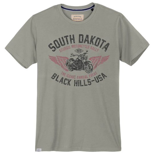 Redfield t shirt herren mit Motorrad Druck und South Dakota Schriftzug in Grau