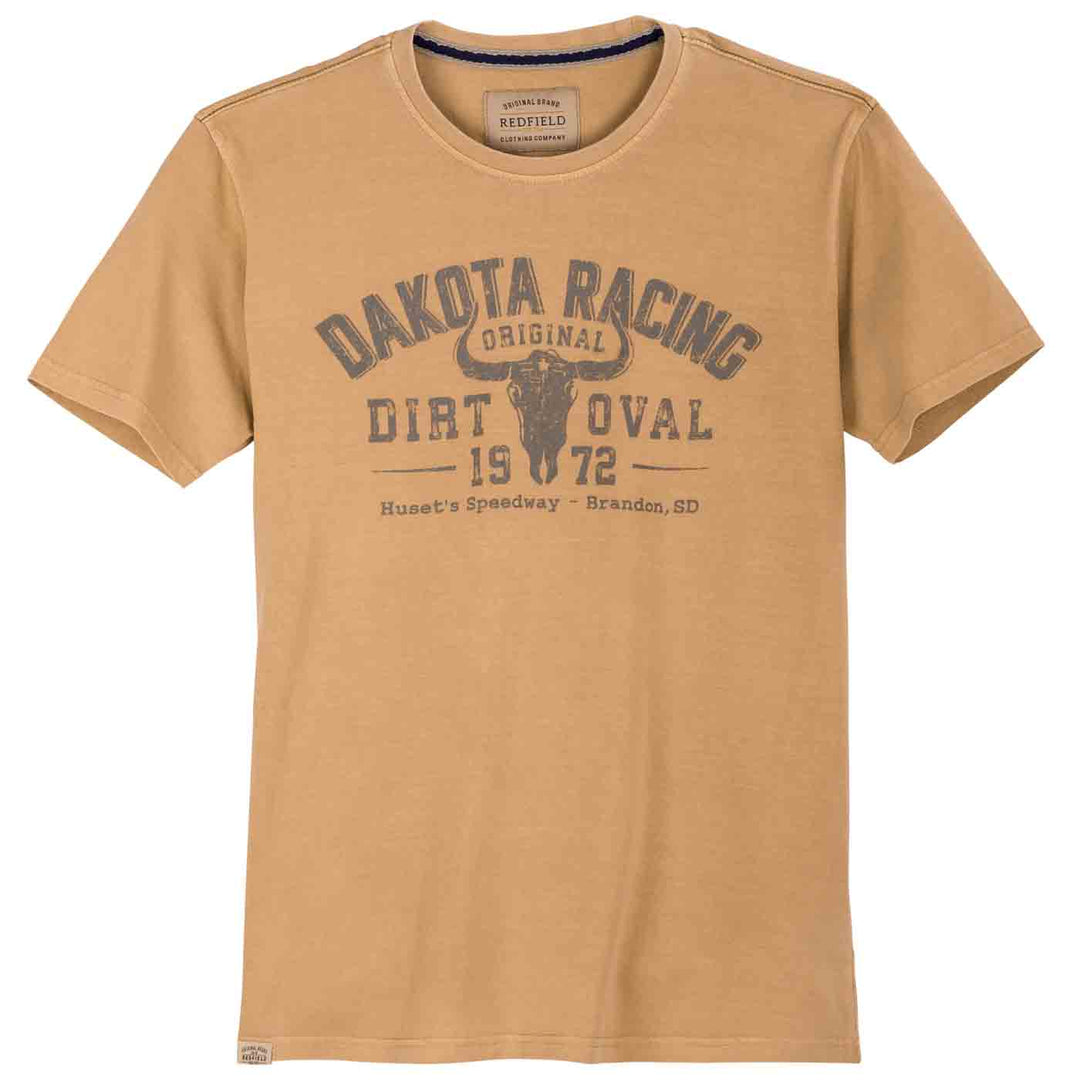 Redfield t-shirt kurzarm herren in beige mit Dakota Racing Druck vorne