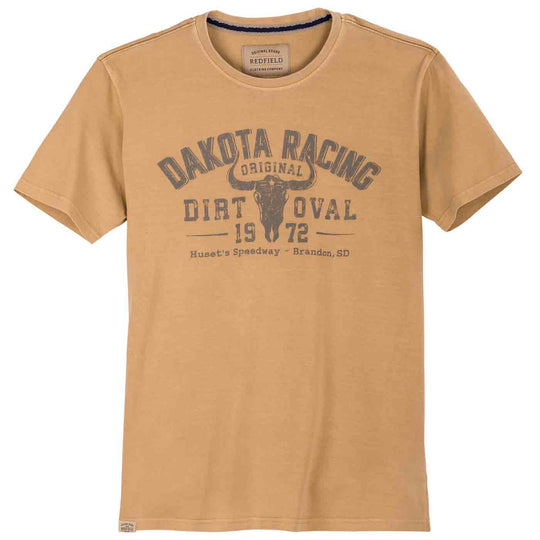 Redfield t-shirt kurzarm herren in beige mit Dakota Racing Druck vorne