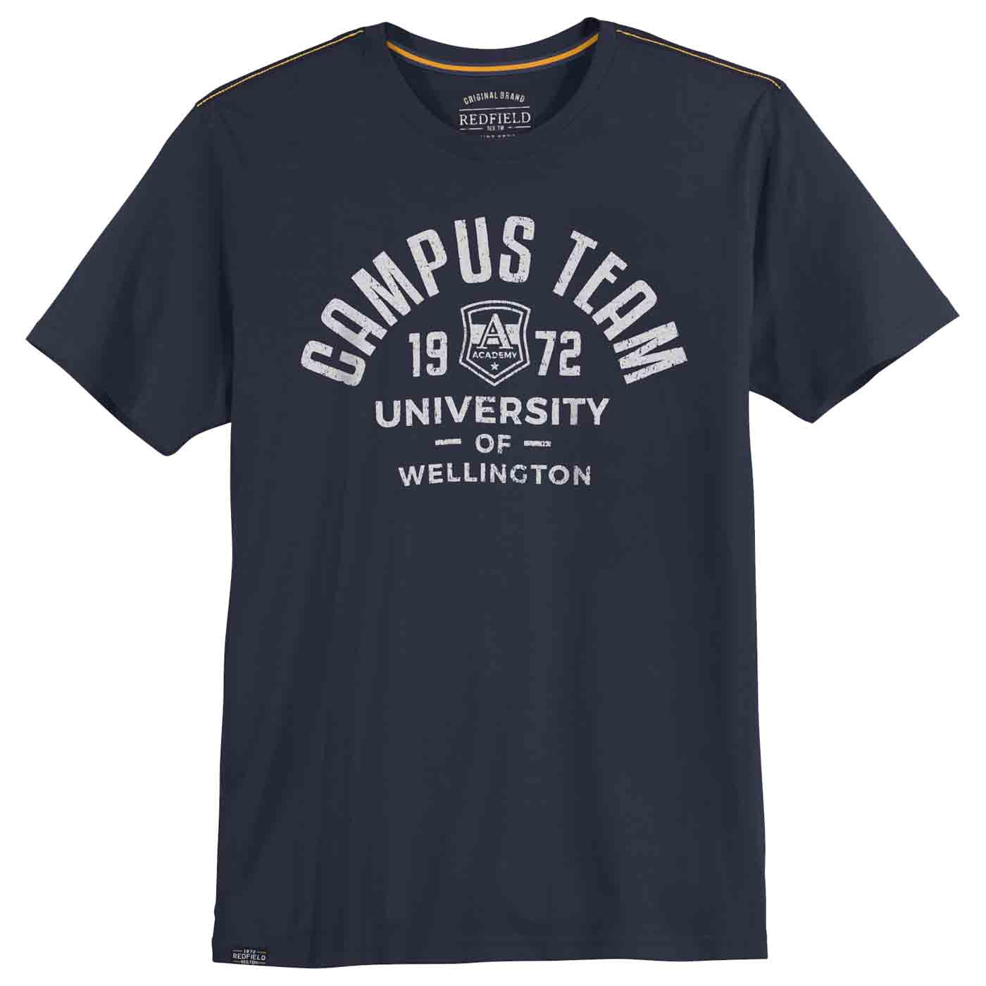 Redfield t-shirt kurzarm damen in Dunkelblau mit Campus Team University Print