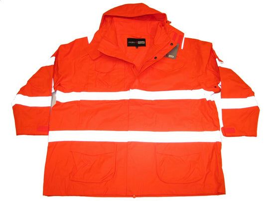 BigTiger orange regenjacke herren mit reflektierenden Streifen und Kapuze für hohe Sichtbarkeit