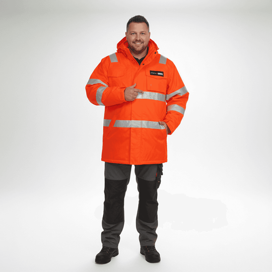 BigTiger orange reflektierende regenjacke herren mit kapuze für optimale sichtbarkeit und wetterfesten schutz