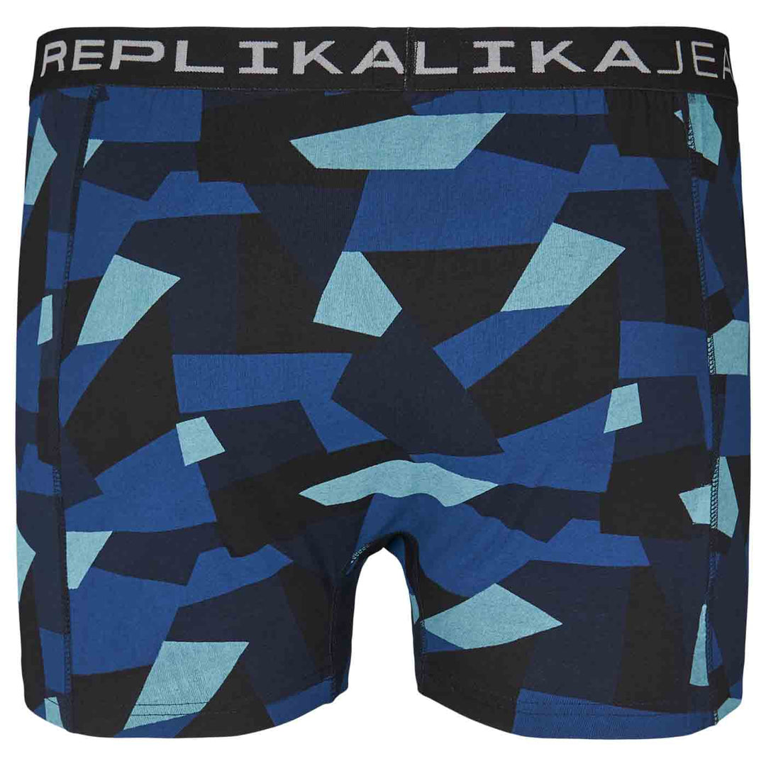 Allsize Herren kurze Hose mit blauem Camouflage-Muster und elastischem Bund