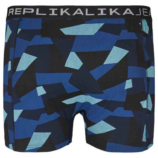 Allsize Herren kurze Hose mit blauem Camouflage-Muster und elastischem Bund