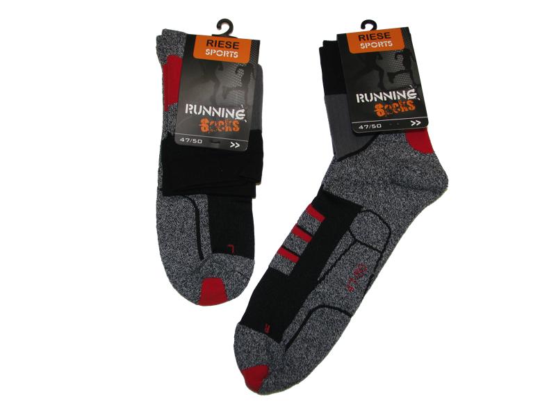 Riese Sports laufsocken in Grau und Schwarz mit rotem Akzent für optimalen Laufkomfort