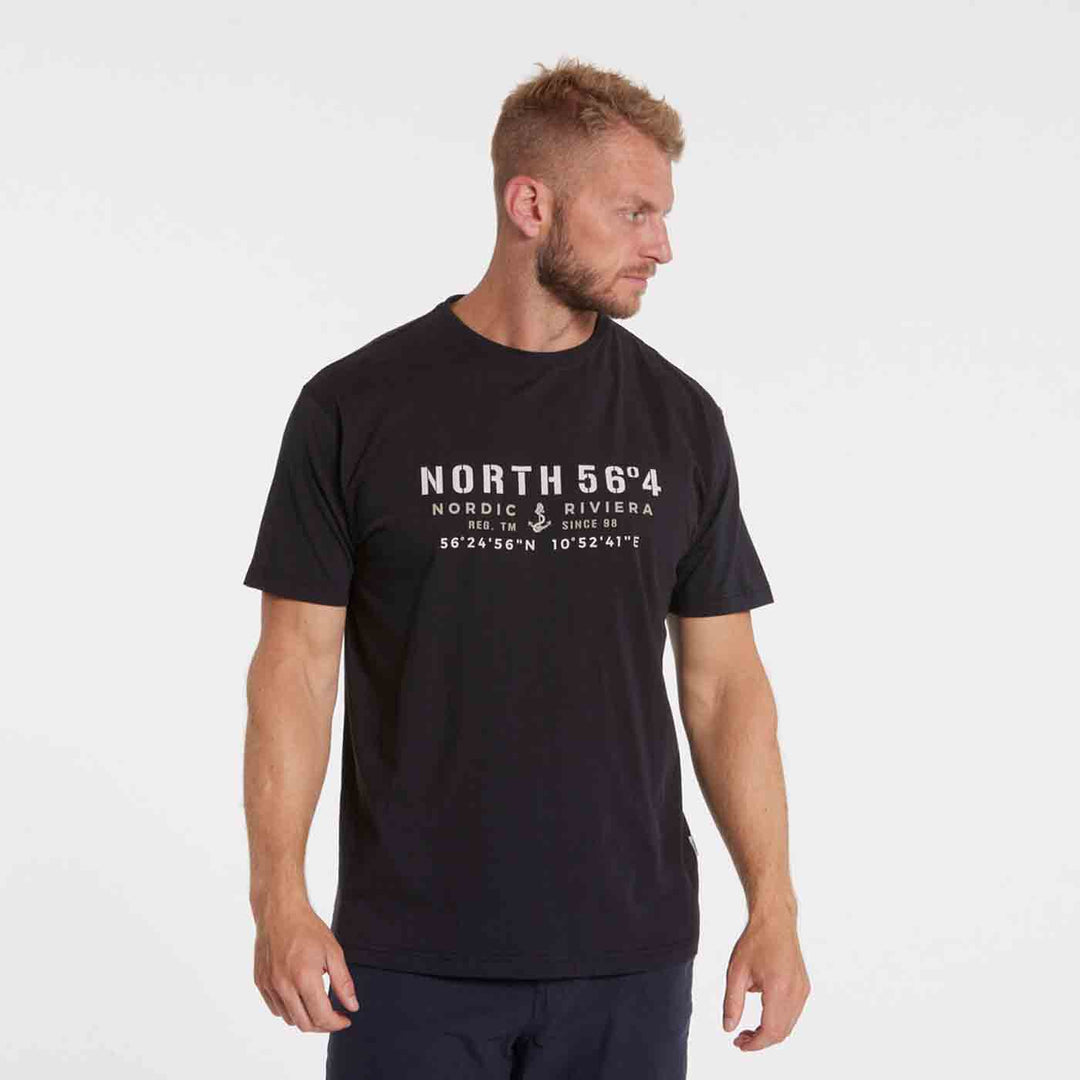 Allsize herren t shirt bedruckt in schwarz mit weißem Nordic Print und Rundhalsausschnitt