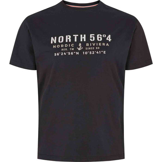 Allsize herren t shirt bedruckt in schwarz mit Nordic Riviera Print und Kurzarm