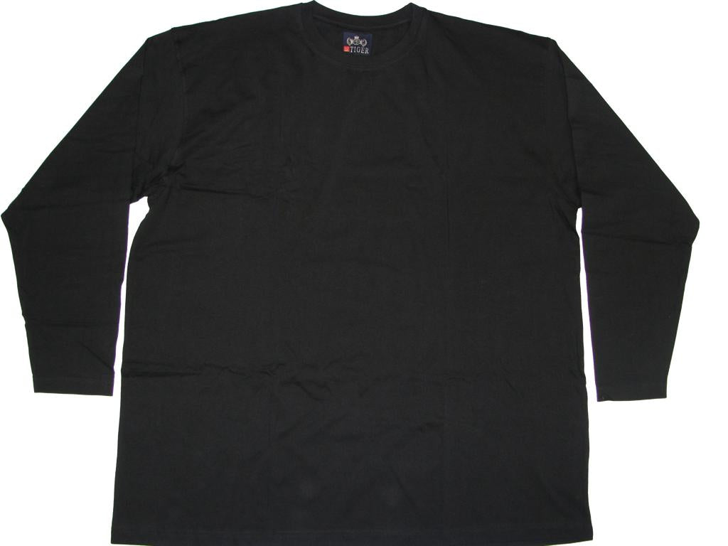 Schwarzes BigTiger langarm t shirt aus Baumwolle mit klassischem Rundhalsausschnitt
