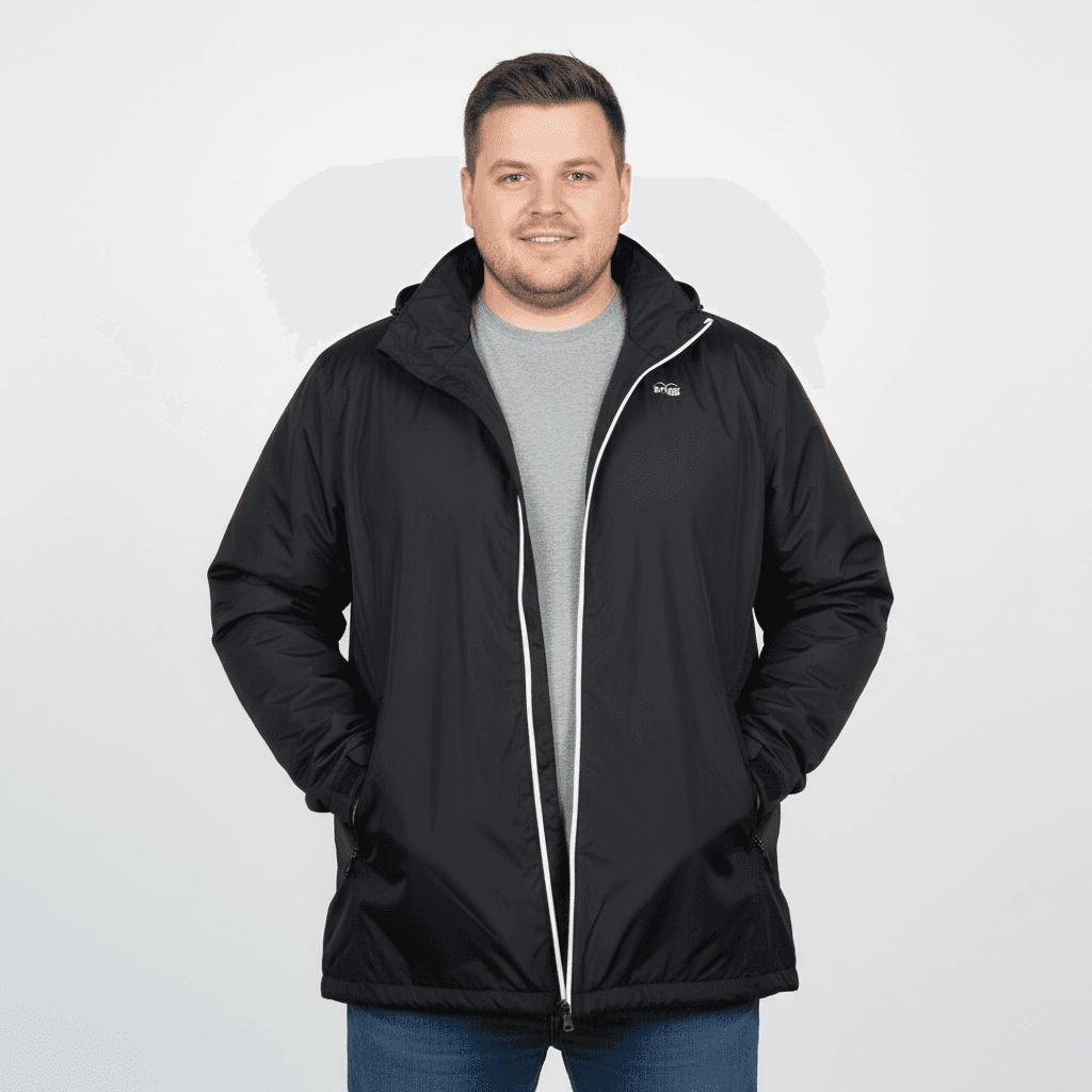 Brigg schwarze herren regenjacke mit Kapuze und Reißverschluss, lässiger Stil für den Alltag