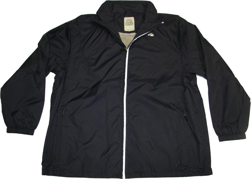 Schwarze Brigg herren regenjacke mit Reißverschluss und zwei Taschen für regnerische Tage