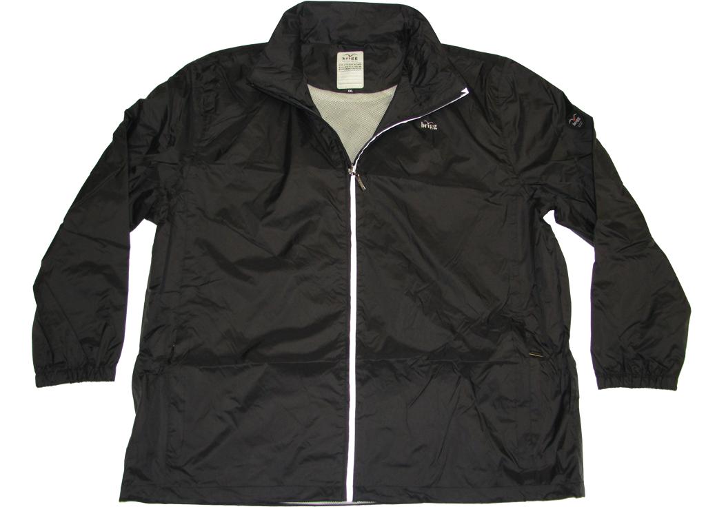 Schwarze Brigg herren regenjacke mit Reißverschluss und stehendem Kragen für Regenwetter