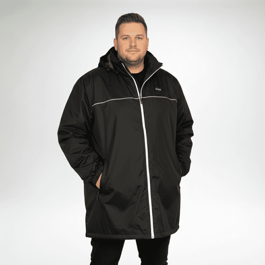 Brigg Herren Regenjacke in Schwarz mit Kapuze und Reißverschluss für optimalen Wetterschutz