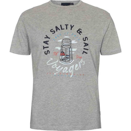 Graues T Shirt Übergröße Herren von Allsize mit maritimem Stay Salty Sail Druck