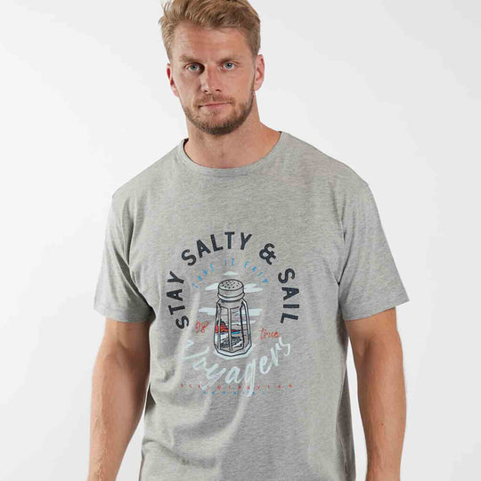 Graues t shirt übergröße herren mit maritimem Allsize Druck und Rundhalsausschnitt