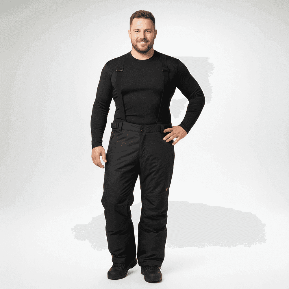BigTiger schwarze skihose für Herren mit verstellbaren Trägern und passendem Outdoor-Design